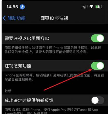 兴安苹果14维修网点分享iPhone14注视感知功能有什么用 